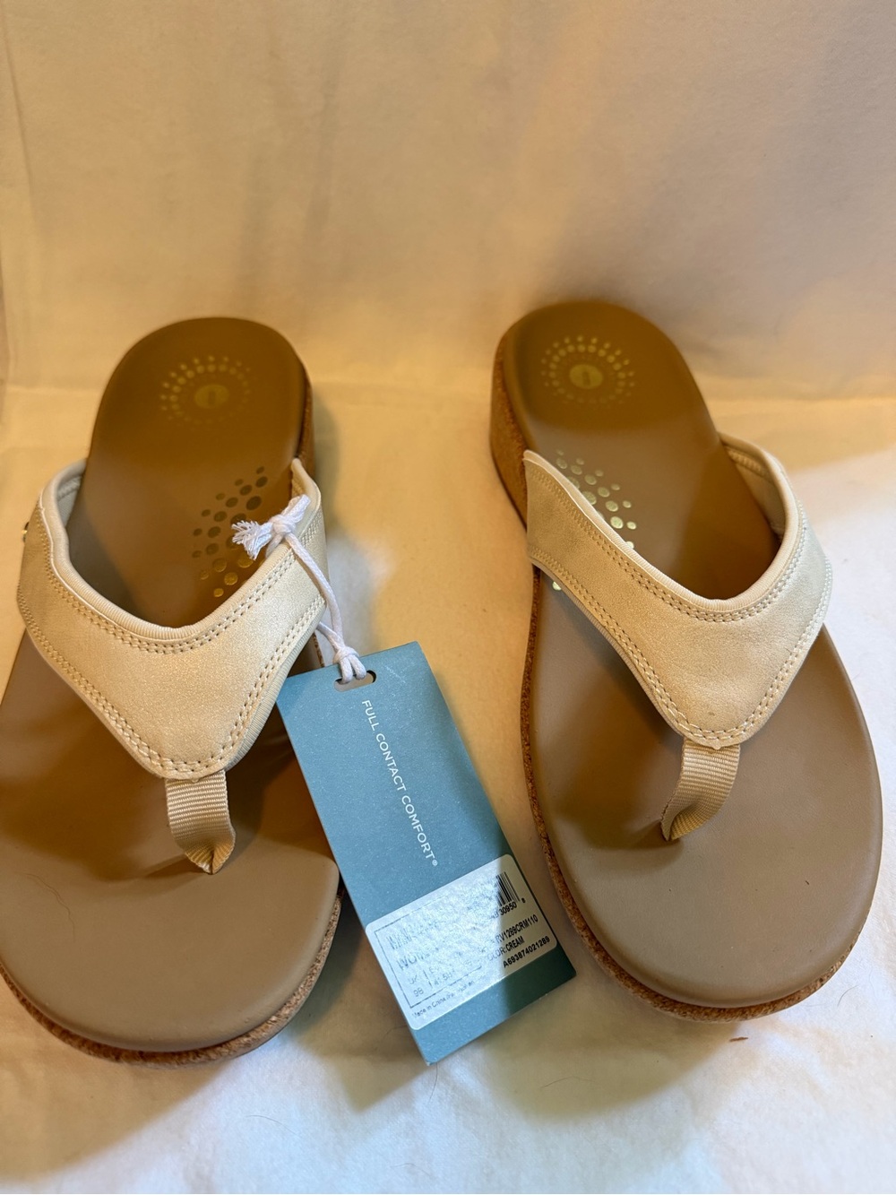 REVITALIGN Beige Thong Sandals with Cushioned Footbed
